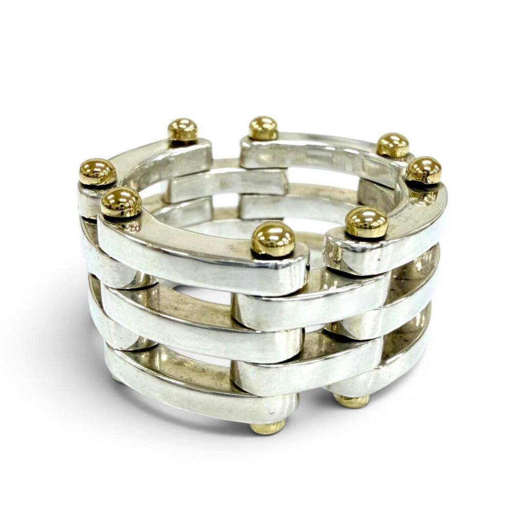TIFFANY&Co. Tiffany Gate Link Ring, 925/750 Combination, Silver/Yellow Gold, ...